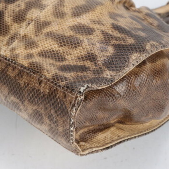 Gucci Lizard Leather Shoulder Bag Tote Beige - Picture 9 of 11